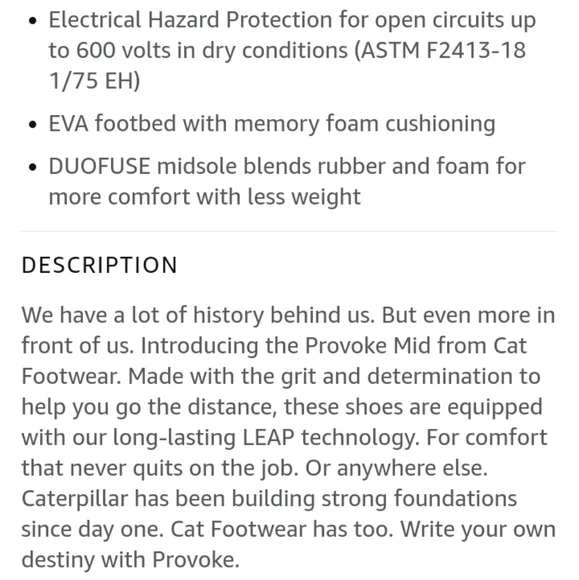 NWT Cat Footwear Men's Provoke Mid Waterproof Alloy Toe Construction Boot - Picture 5 of 5